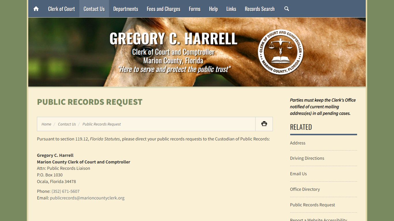 Public Records Request - Marion County Clerk